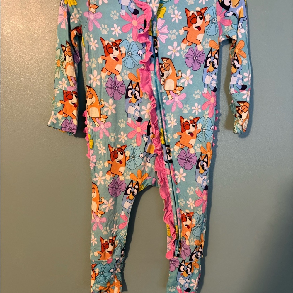 Charlie’s Project Little Snuggles Bluey 6-9 month Zippy Bamboo GUC